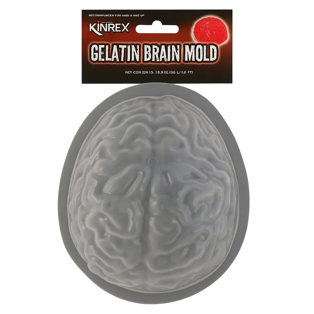 KINREX Brain Gelatin Mold - Reusable Plastic Jello Mold, 8.5 x 7.25 x 4 in